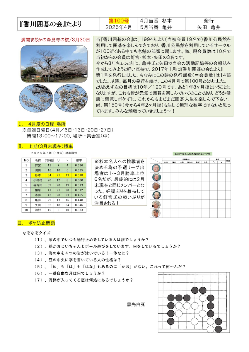 囲碁の会たより１００/１