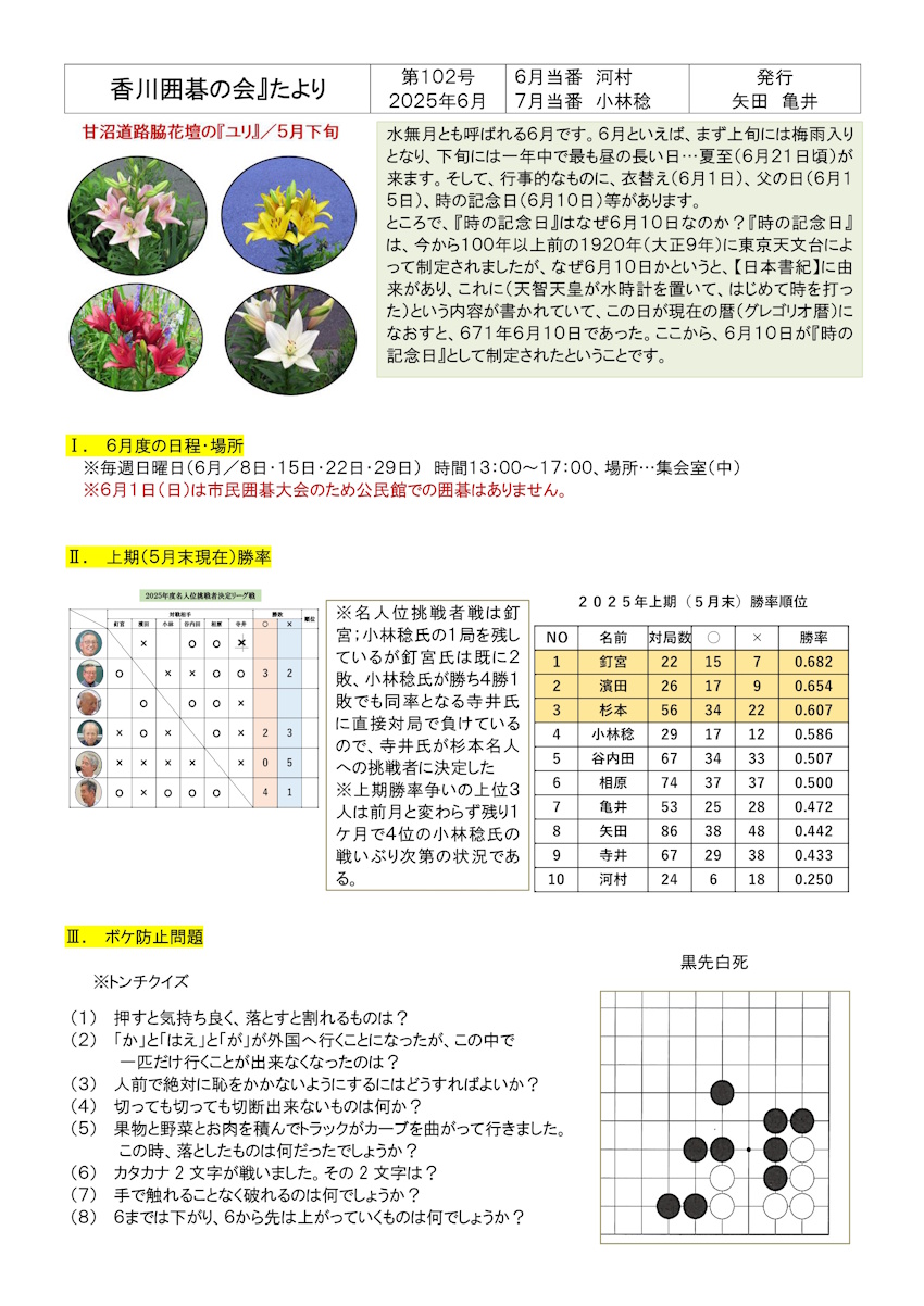 囲碁の会たより１０２/１